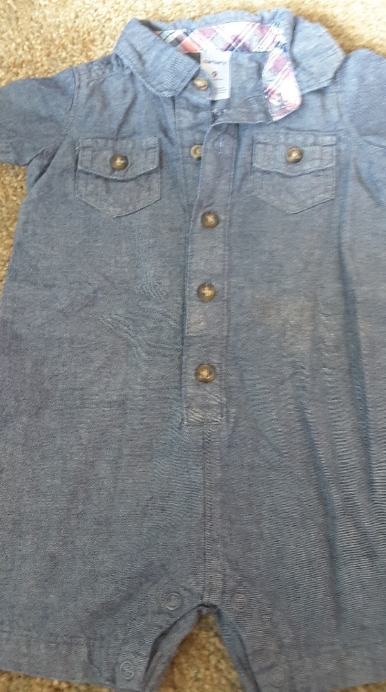 Carter's denim blue chambray onesie size 9 mos